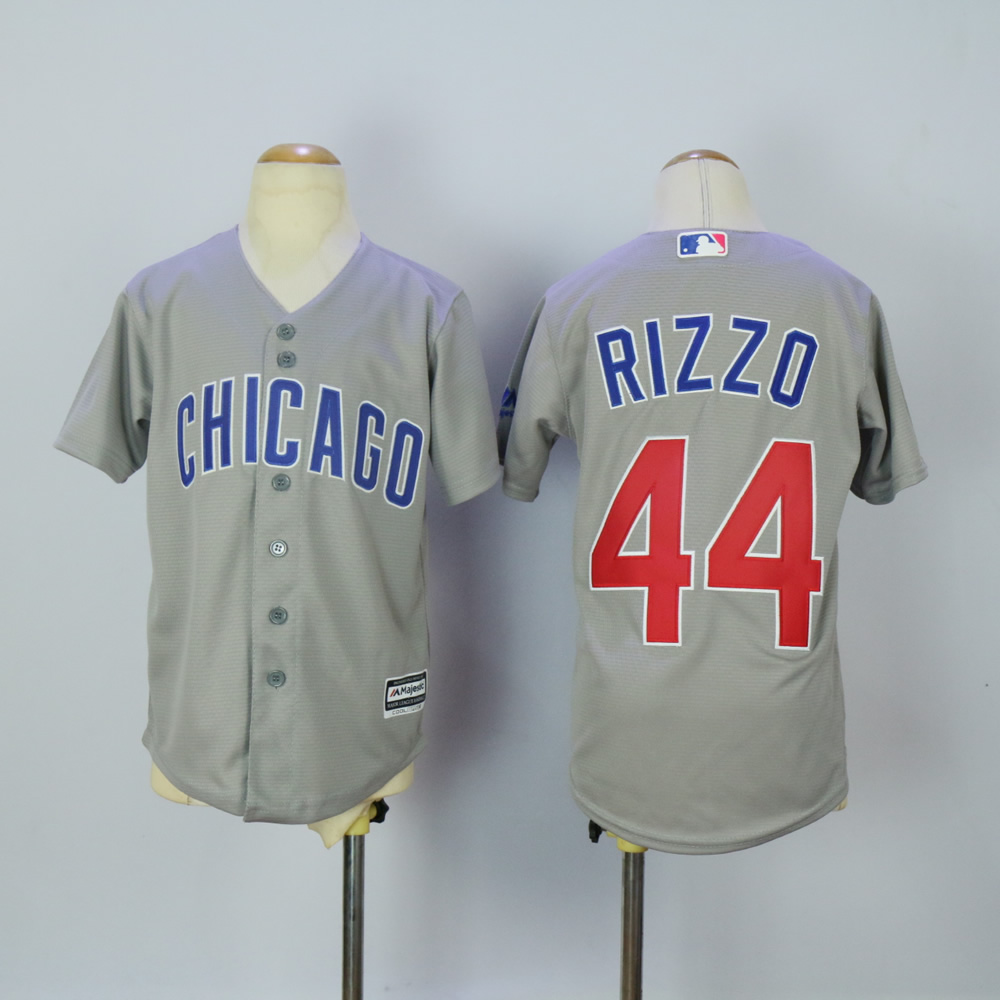 Youth Chicago Cubs #44 Rizzo Grey MLB Jerseys
